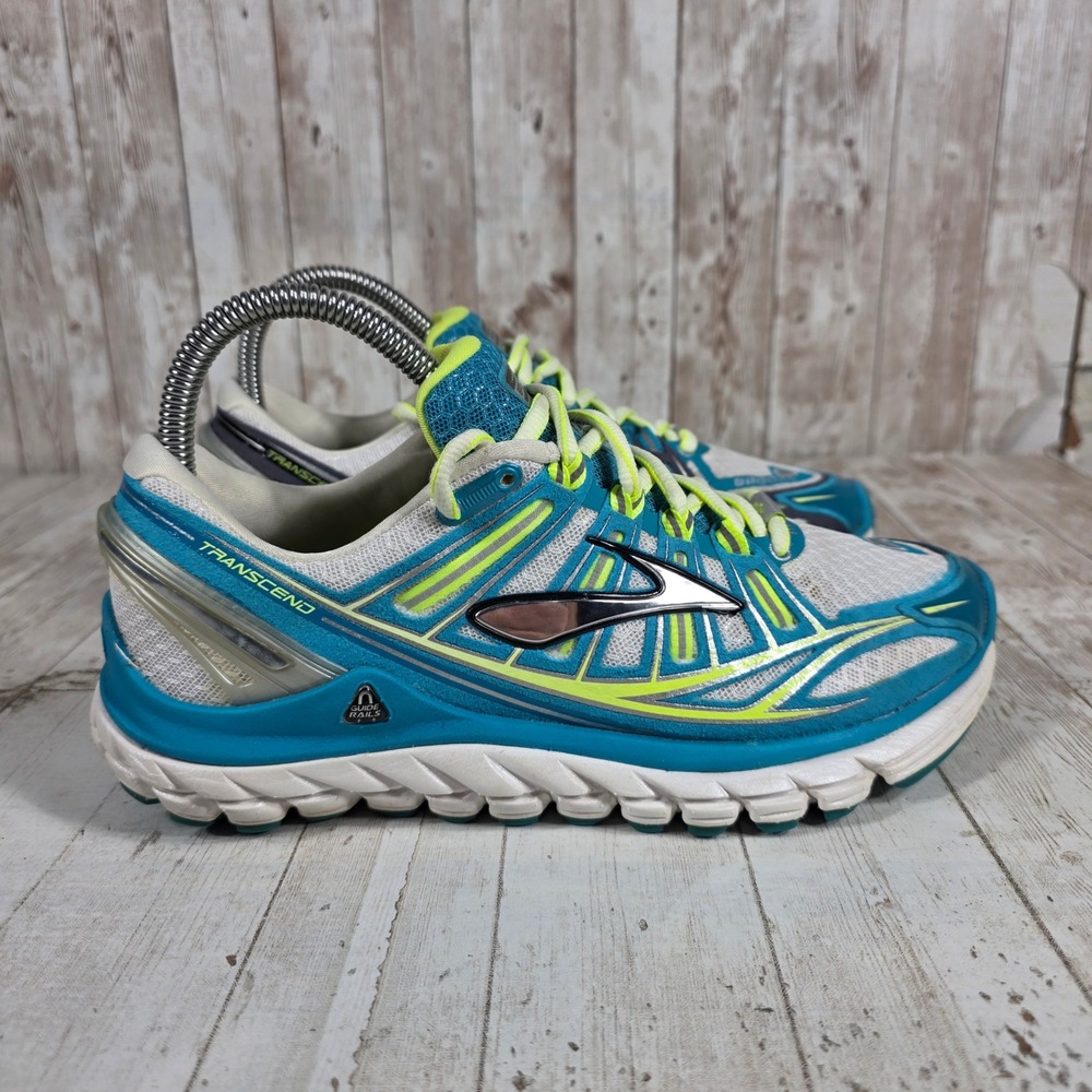 Brooks Transcend Womens Running Shoes Teal White Lime Green 1201501B195 Size 6.5